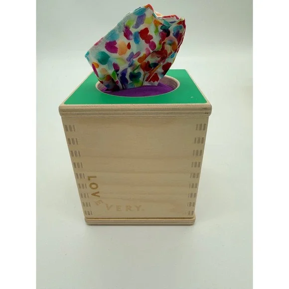 Lovevery Magic Tissue Box Wooden Sensory Toy with Colorful Fabric Tissues - Picture 1 of 6